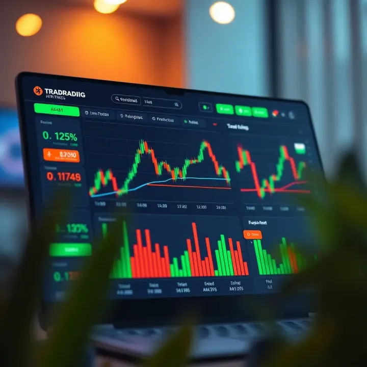 Screenshot of a user-friendly trading platform interface showing charts and asset options