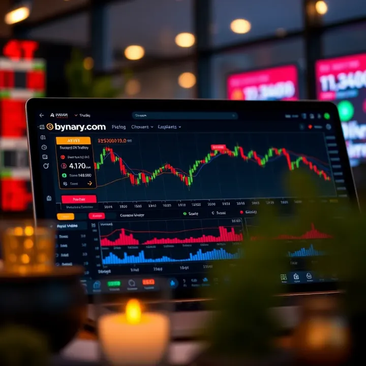 Binary.com trading platform dashboard showing active trades and risk management features