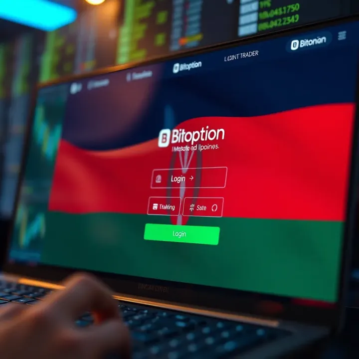 Secure login interface of Bitoption AI platform with Kenyan flag motif
