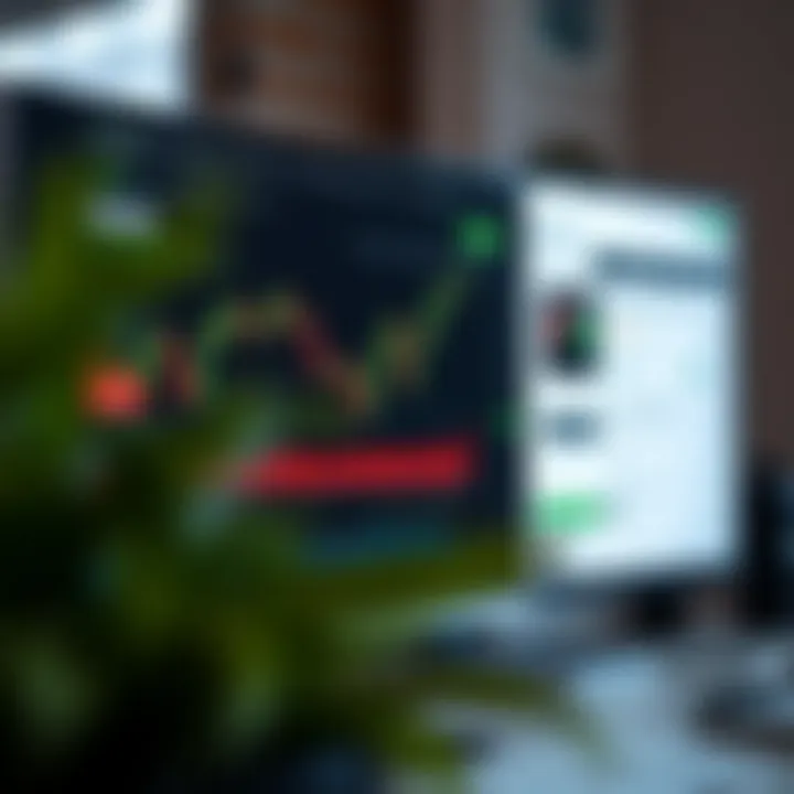 Dashboard view of Deriv trading account with charts and account management options visible on a computer monitor