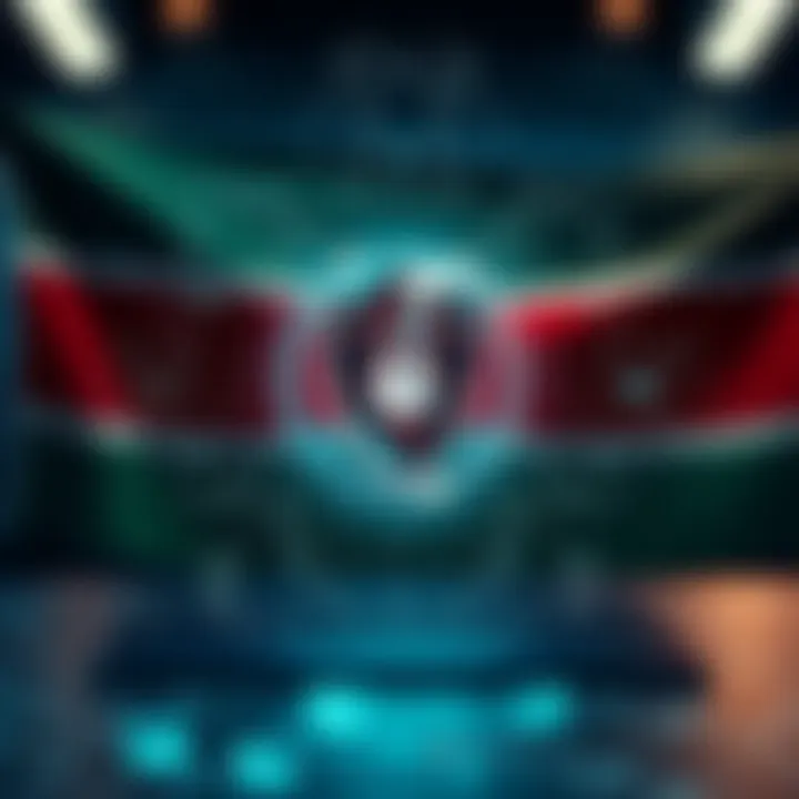 Illustration of secure online trading with digital shield and Kenyan flag in the background