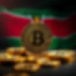 Visual representation of cryptocurrency coins with Kenyan flag in the background symbolizing crypto regulations in Kenya