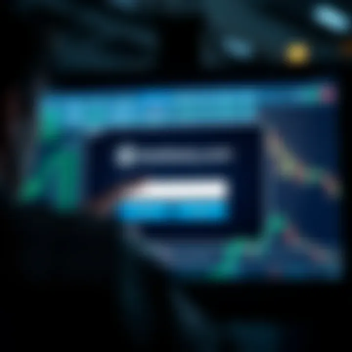 User entering login credentials on a secure trading platform interface