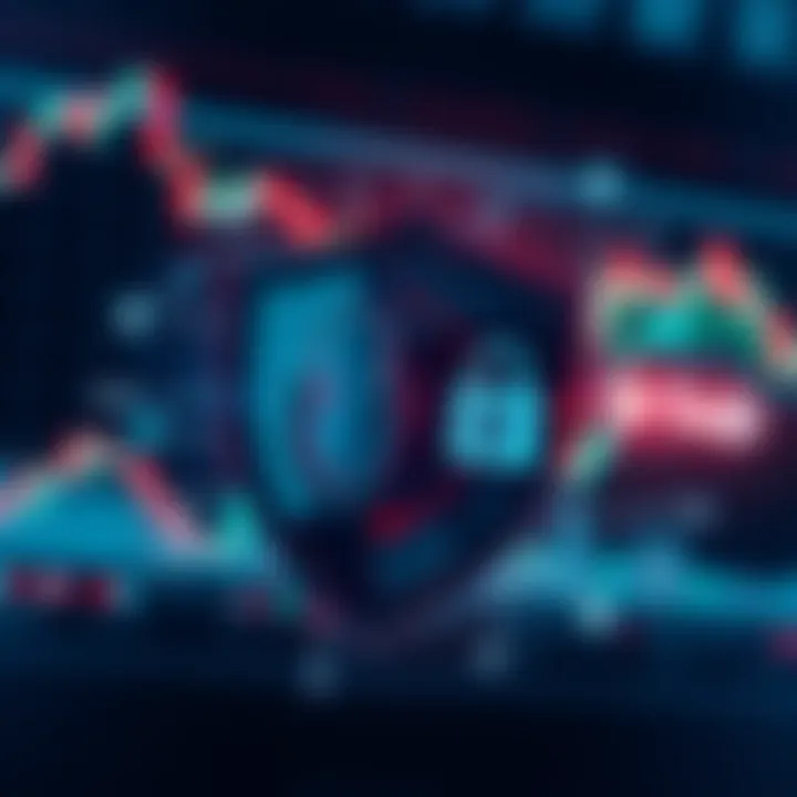 Key Security Features for Reliable Trading Bots Illustration of secure trading concept with shield and digital currency symbols