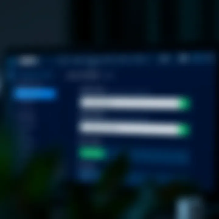 User account dashboard displaying settings for updating credentials and recovering account