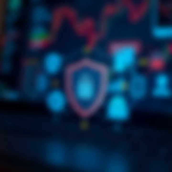 Illustration of secure online transactions with shield and currency icons representing safe deposits on Deriv.com