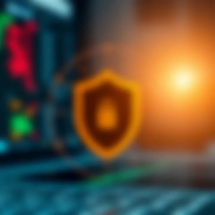 Illustration of secure online trading with shield symbol representing safety and trust in Deriv Go platform