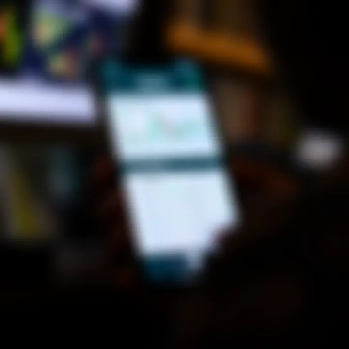 Mobile phone screen displaying the Deriv trading app interface with trading charts and options