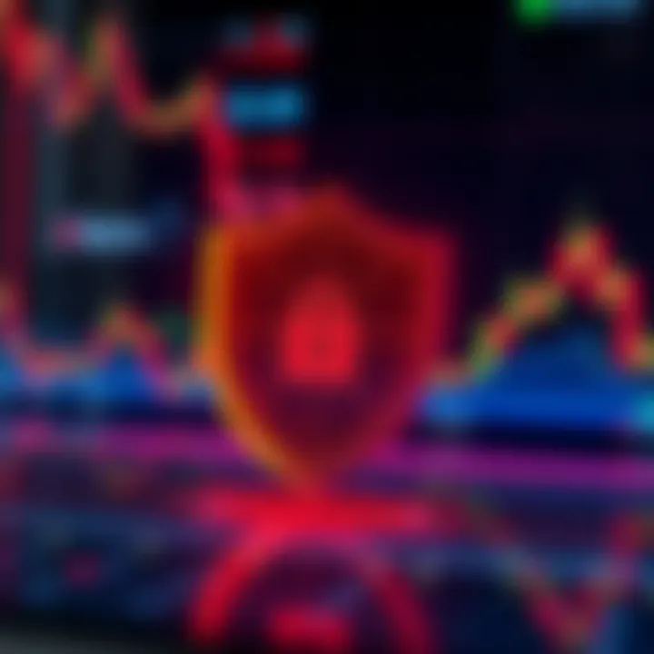 Security shield icon overlaid on a digital background symbolizing safe and secure trading on the Deriv app