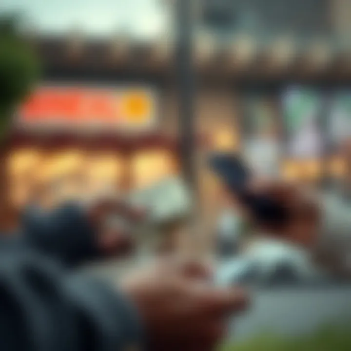 Illustration of mobile money transfer from a digital wallet to a mobile payment platform