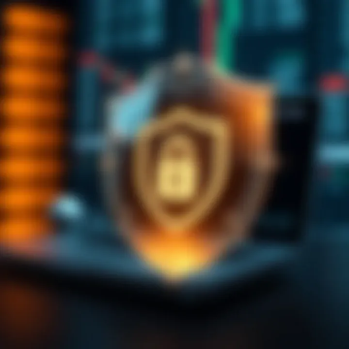 Digital shield symbolizing strong security and protection in online financial trading