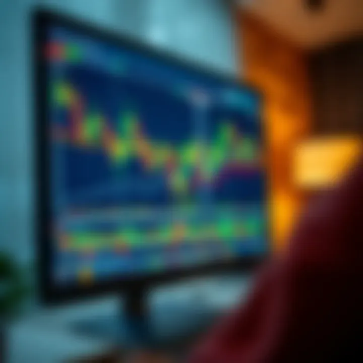 Illustration showing a digital forex trading platform with currency charts on a computer screen