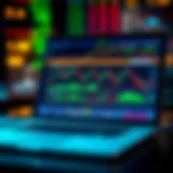 Illustration of a laptop displaying a forex trading platform with charts and currency pairs relevant to the Kenyan market