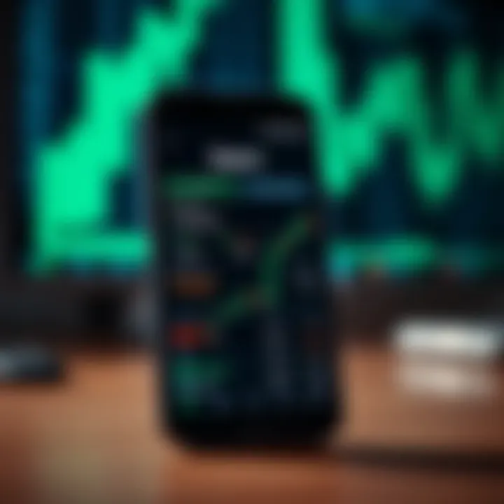 Android smartphone displaying the Deriv app interface showing trading options and market charts