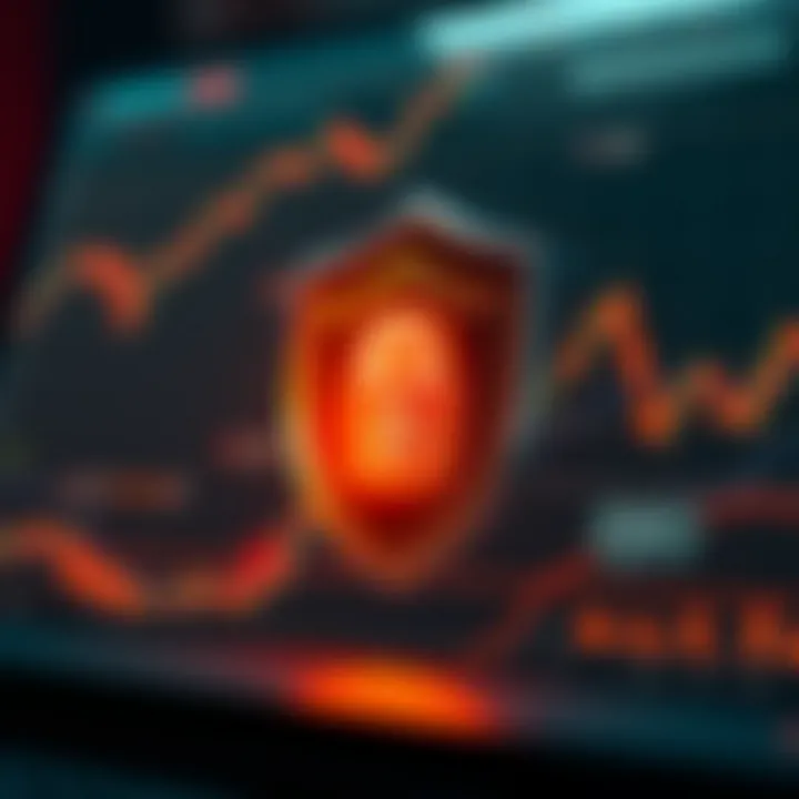 Illustration showing security shield protecting online trading account