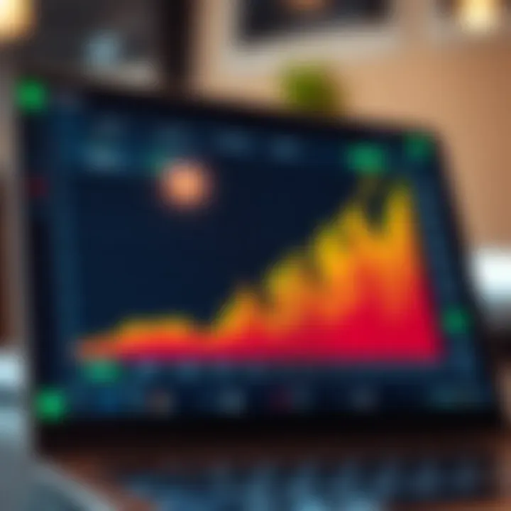 Graph showing upward trend of investment portfolio growth in a digital trading platform interface