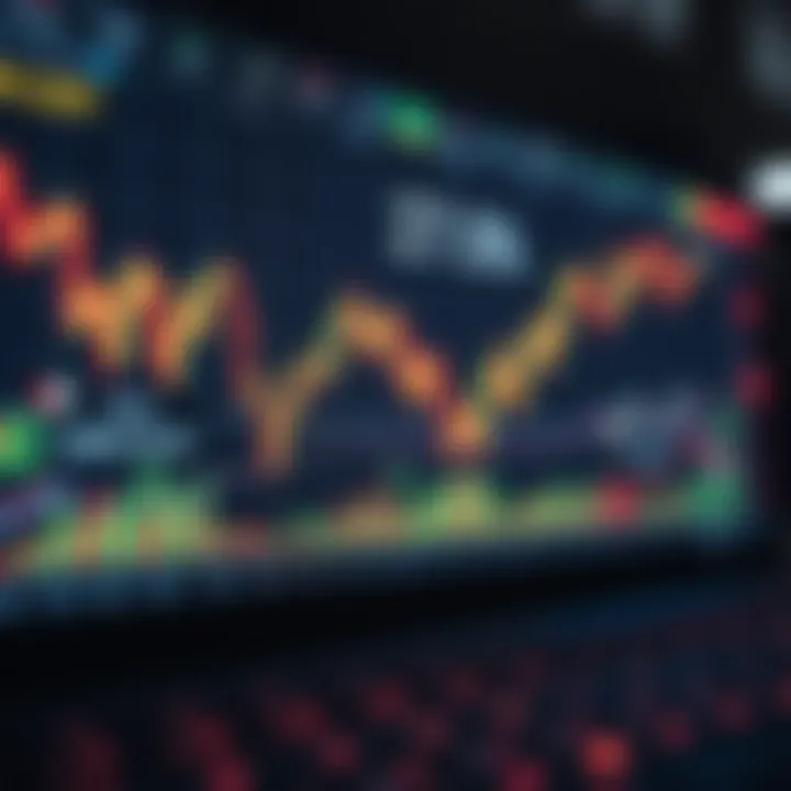 Digital interface displaying cryptocurrency price charts and market trends