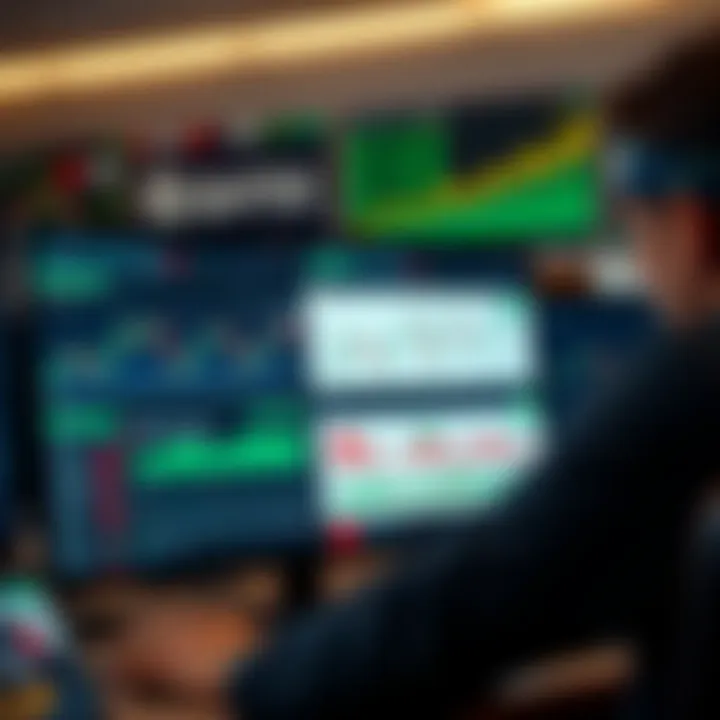 User interface showcasing Quotex trading platform with various financial charts and indicators