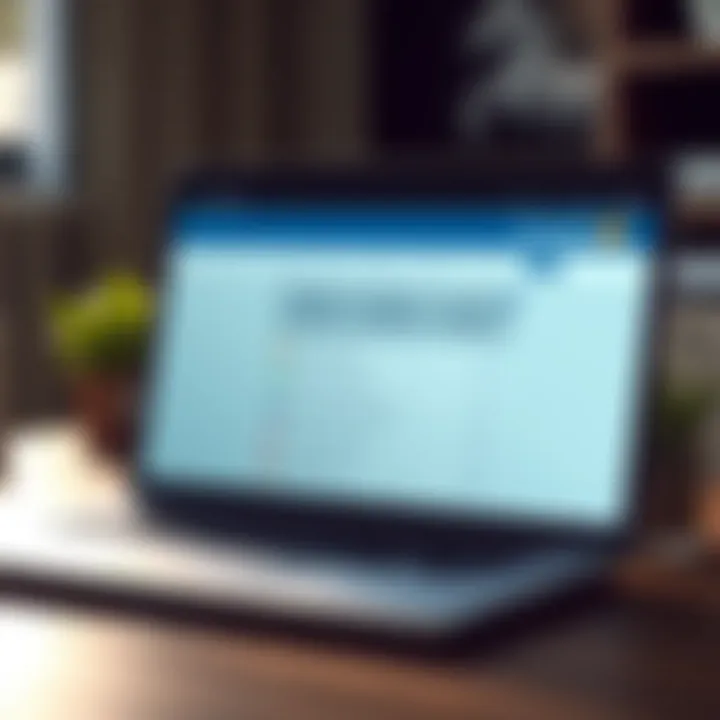 Illustration showing an online survey platform interface on a laptop screen with multiple survey options displayed