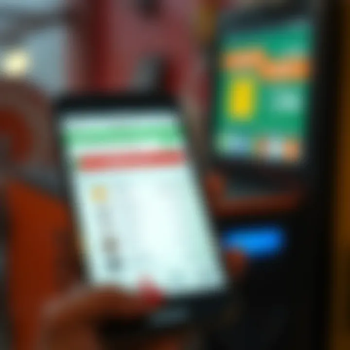 Digital mobile payment platform interface showing currency exchange options
