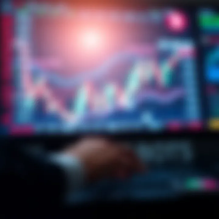 Illustration showing the concept of automated trading with digital charts and binary options symbols