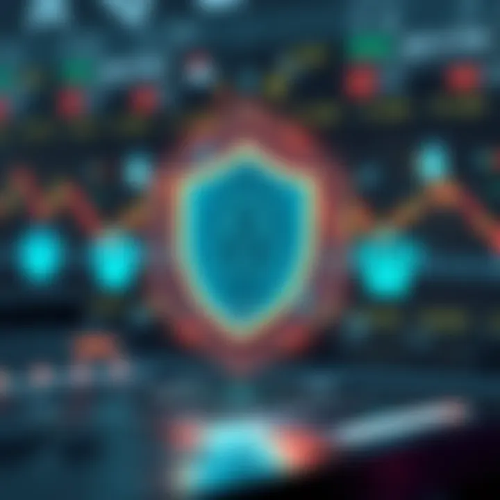 Visual representation of account protection with shield and digital security icons