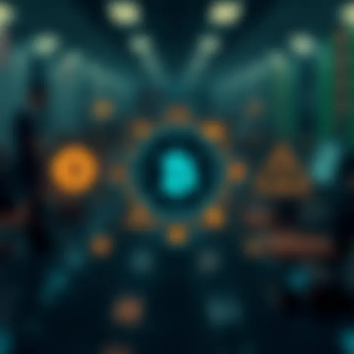 Conceptual visualization of benefits and risks associated with BitOption AI in the crypto market with icons representing security and caution