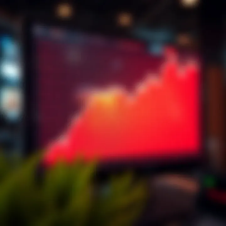 Graph showing sharp market growth followed by a steep decline illustrating boom and crash cycle