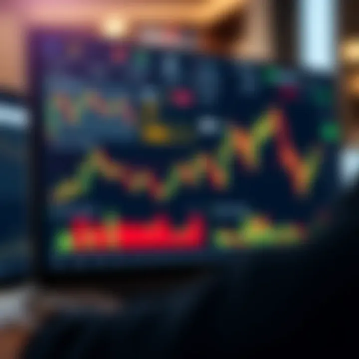 Illustration of a digital trading platform interface with charts and follower statistics for copy trading