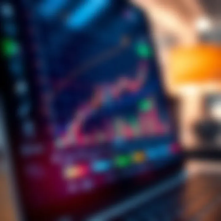 Graph showing upward trends and financial data on a digital trading platform interface