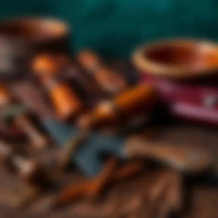 Traditional leatherwork tools and materials representing the craft of deri