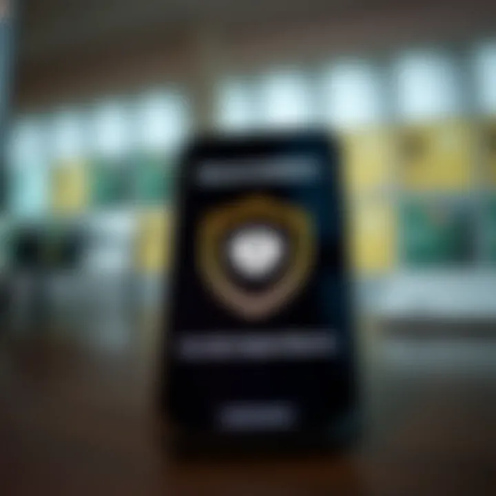 Secure installation on smartphone with shield icon representing app security and data protection