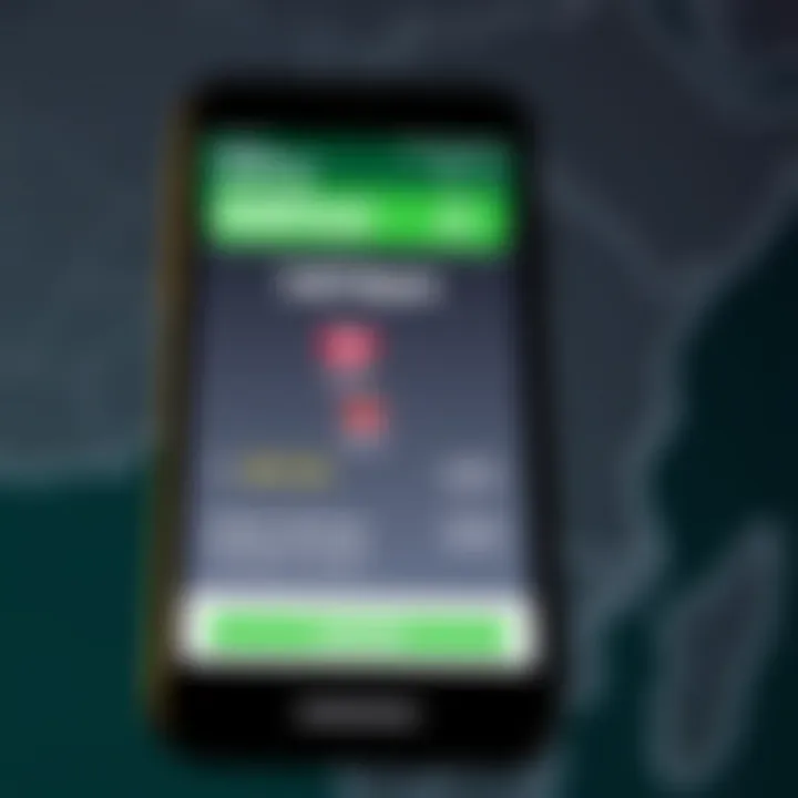 Mobile phone displaying DMPesa digital payment interface with Kenya map in background