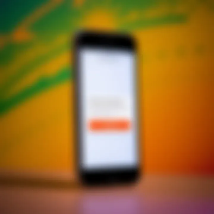 Mobile phone displaying quick loan approval notification on a vibrant background