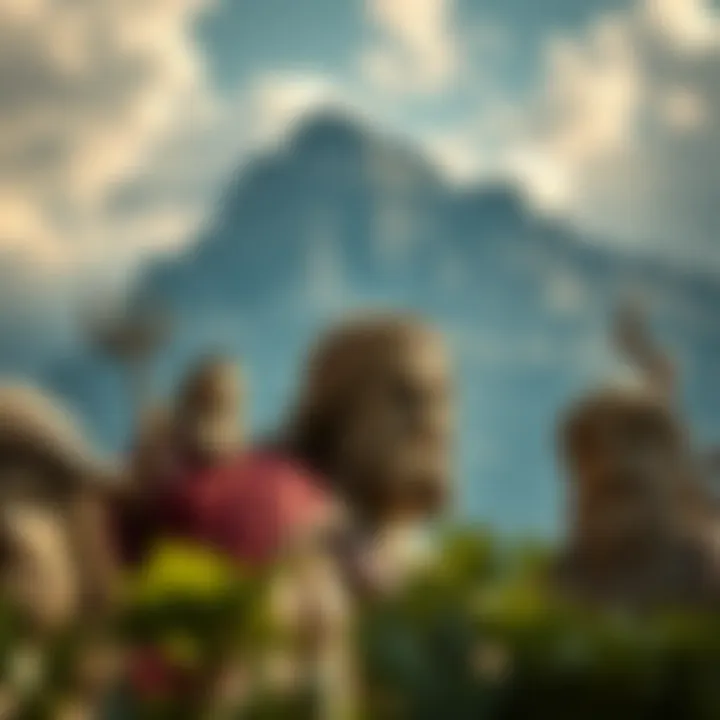 Greek Gods and Mount Olympus in Mythological Art Ancient Greek gods depicted in classical artwork with Mount Olympus background