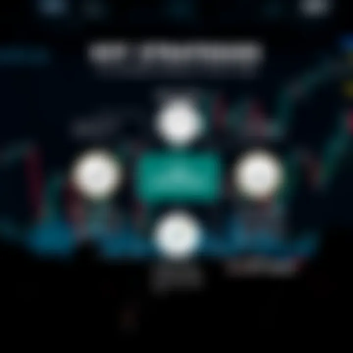 Illustration of a strategy guide with icons representing market analysis, risk management, and trading success