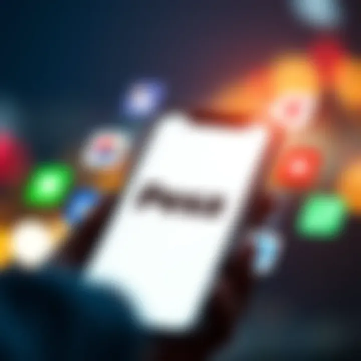 Smartphone screen displaying M-Pesa app with various trading app icons around it