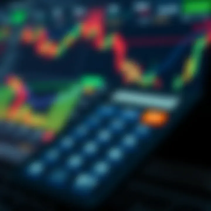 Forex trading interface showing pips calculator tool with input fields and results