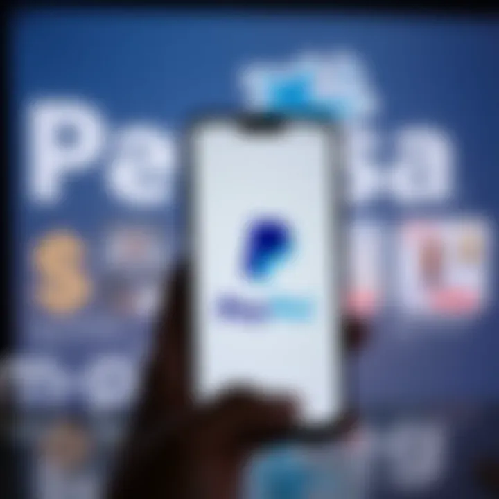 Illustration showing a mobile phone displaying the PayPal app alongside a Kenyan M-Pesa logo symbolizing digital money transfer