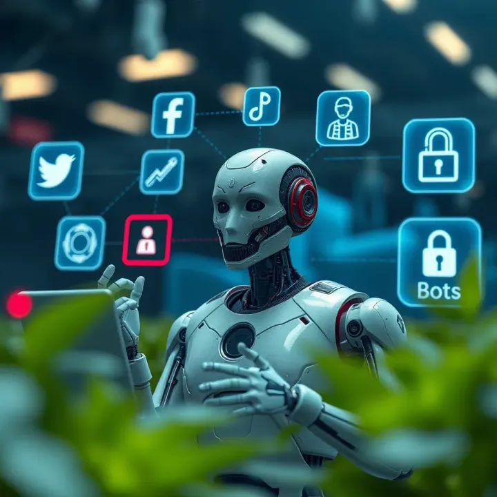 Bots in Digital Platforms: Benefits and Security Challenges Visual representation of bots interacting with various digital platforms highlighting benefits and security risks