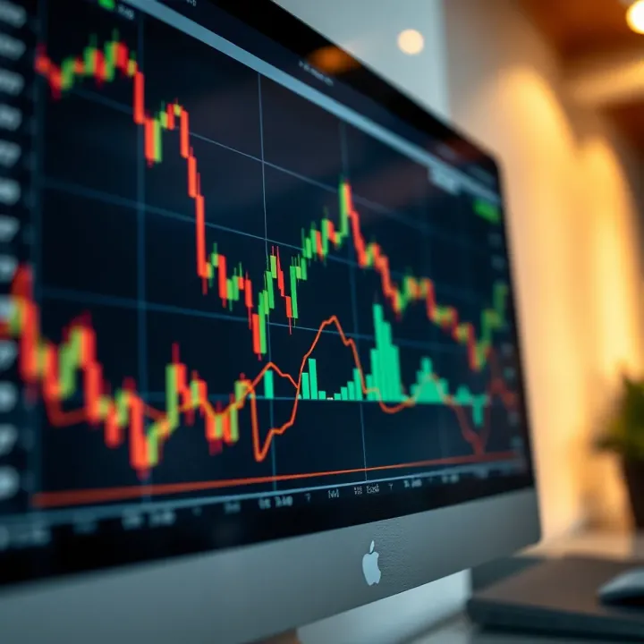 Chart displaying currency price fluctuations with indicators for technical analysis