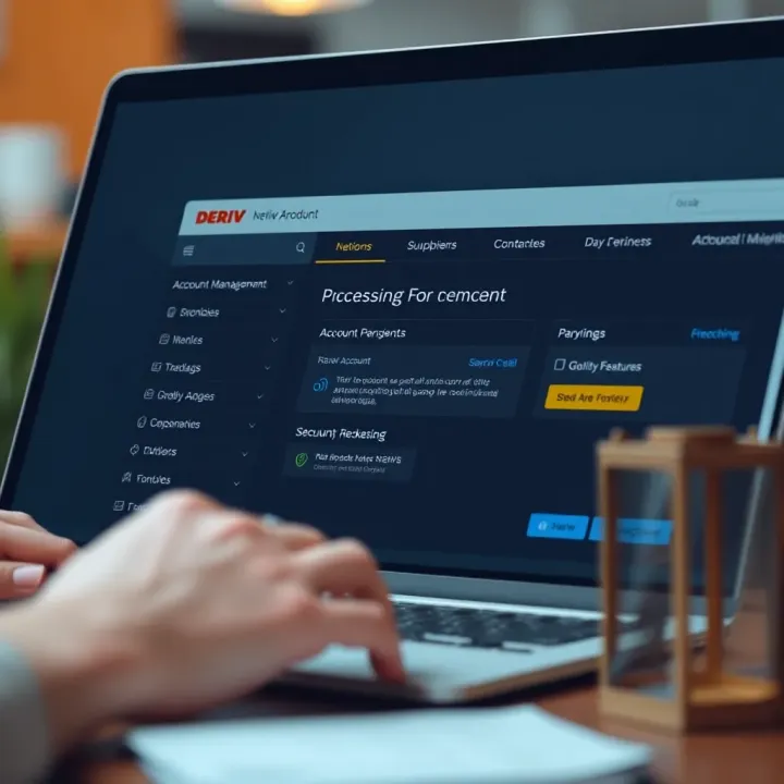 User interface showing account management options and security features on Deriv platform