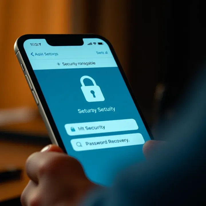 Secure account management features in Deriv app highlighting security settings and options for password recovery
