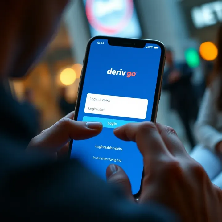 User entering login credentials on Deriv Go mobile app interface