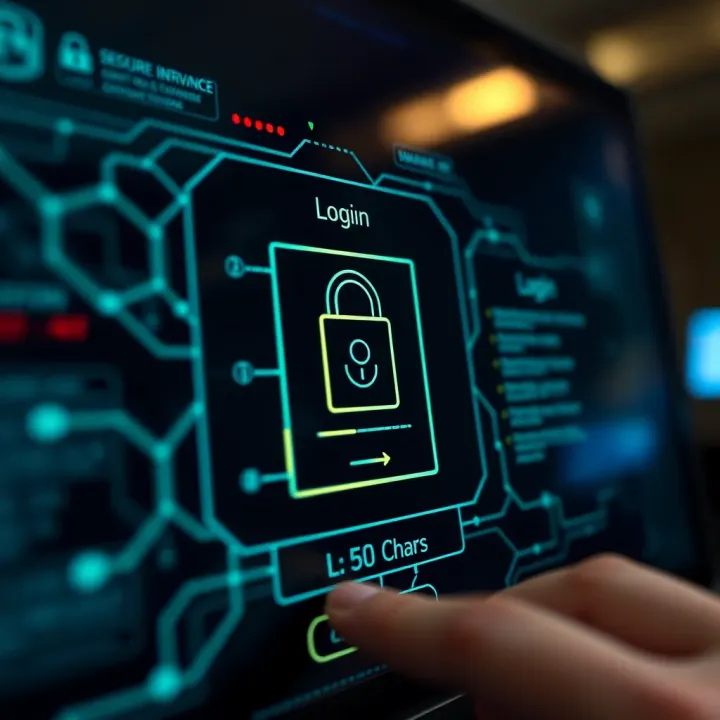 Secure Login Interface for Credential Input Secure login interface with encrypted credentials input on a digital device