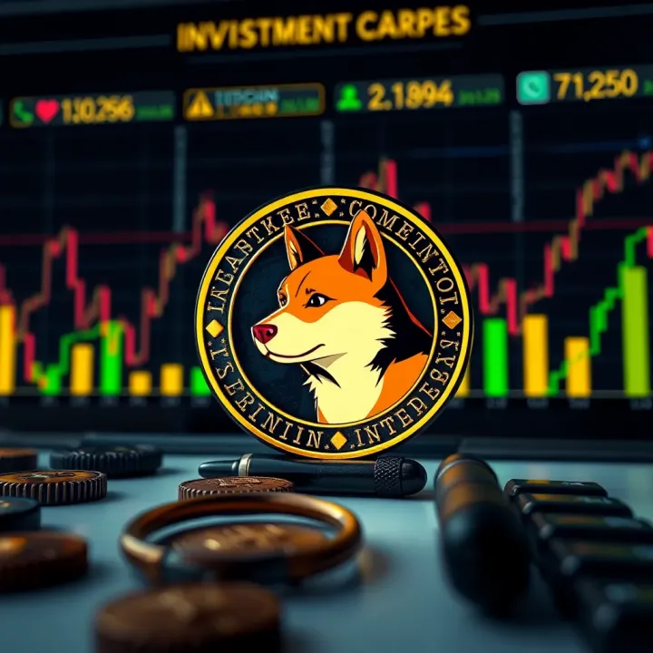 Illustration showing cryptocurrency market dynamics affecting Dogecoin investment risks and opportunities