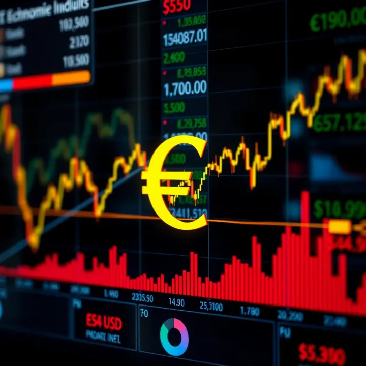 Graph showing fluctuations in EUR/USD exchange rate influenced by economic indicators and market trends