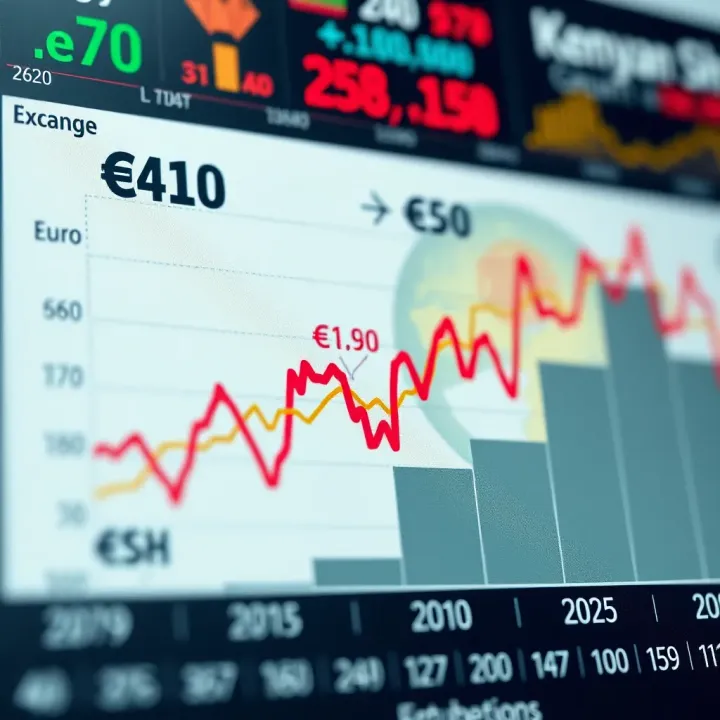 Graph showing fluctuations in Euro to Kenyan Shilling exchange rate over time with economic indicators