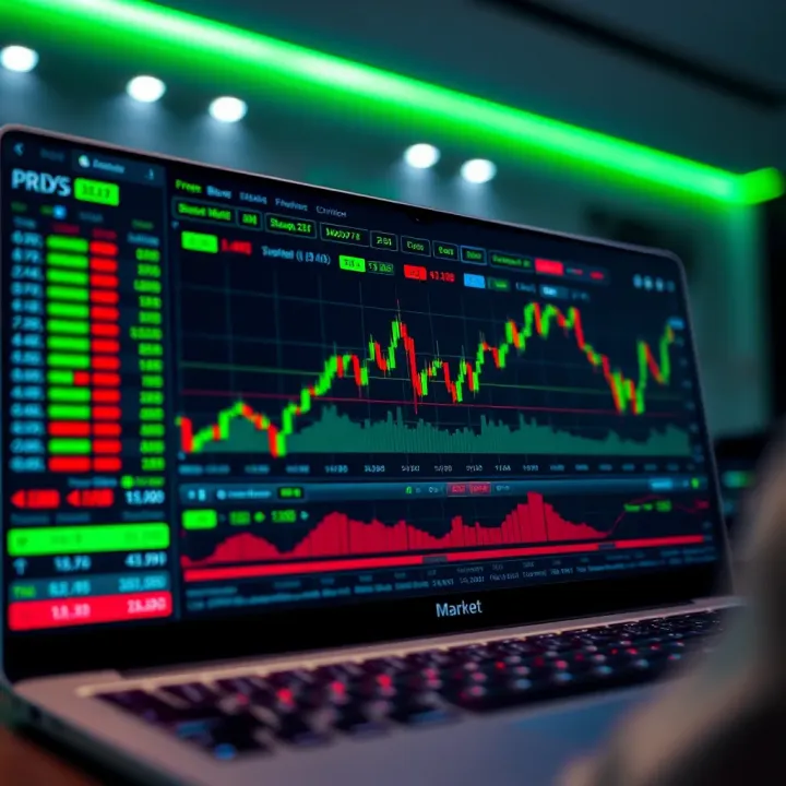 Secure online trading platform interface displaying financial charts and market data