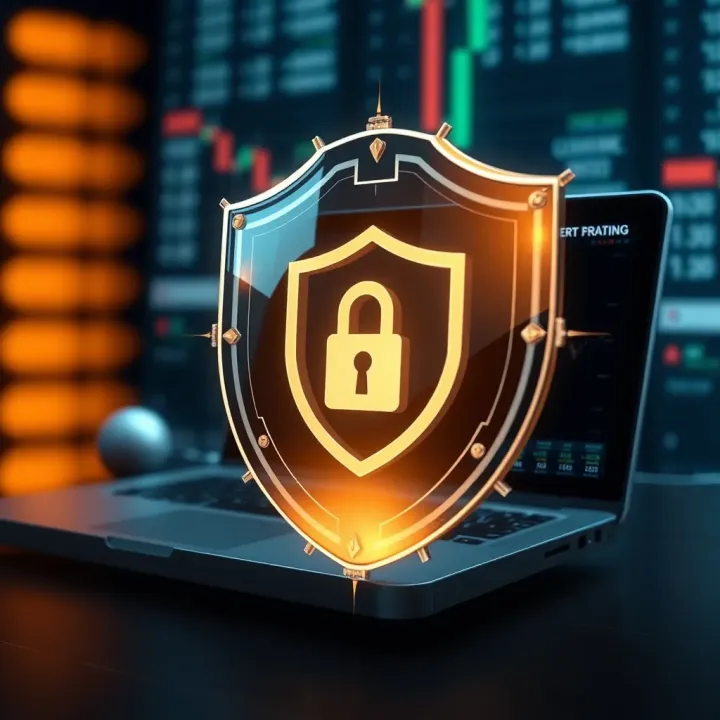 Digital shield symbolizing strong security and protection in online financial trading